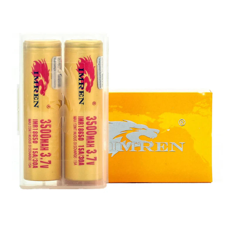 Imren 18650 3500mAh 30A flat top gold battery 2-pack for vaping devices