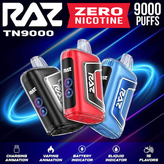 RAZ TN9000 disposable vape offering 9000 puffs