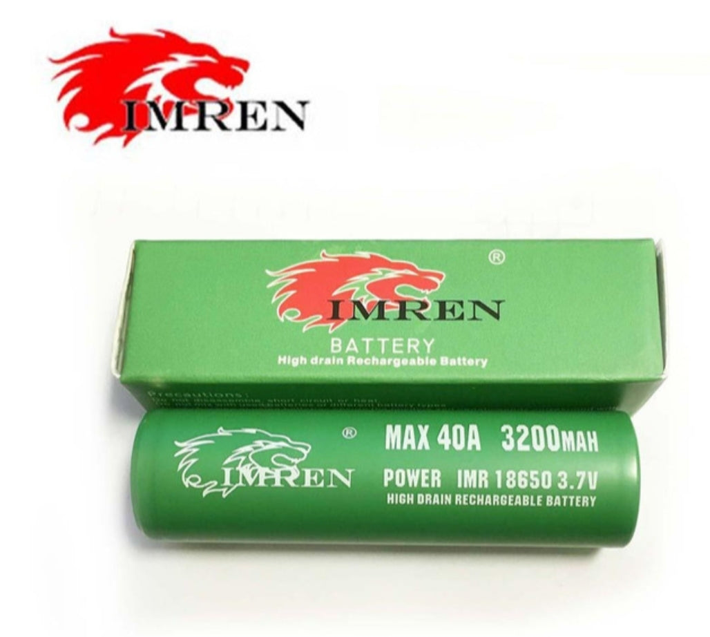 Imren 18650 3200mAh 40A 2 pack (Flat Top/ Green)