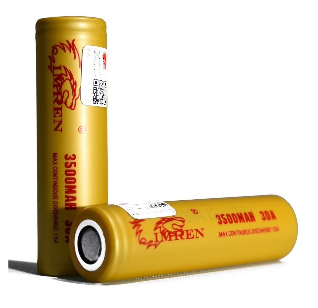 IMREN 18650 3500mah 30a (Flat Top/ GOLD) 2 PACK