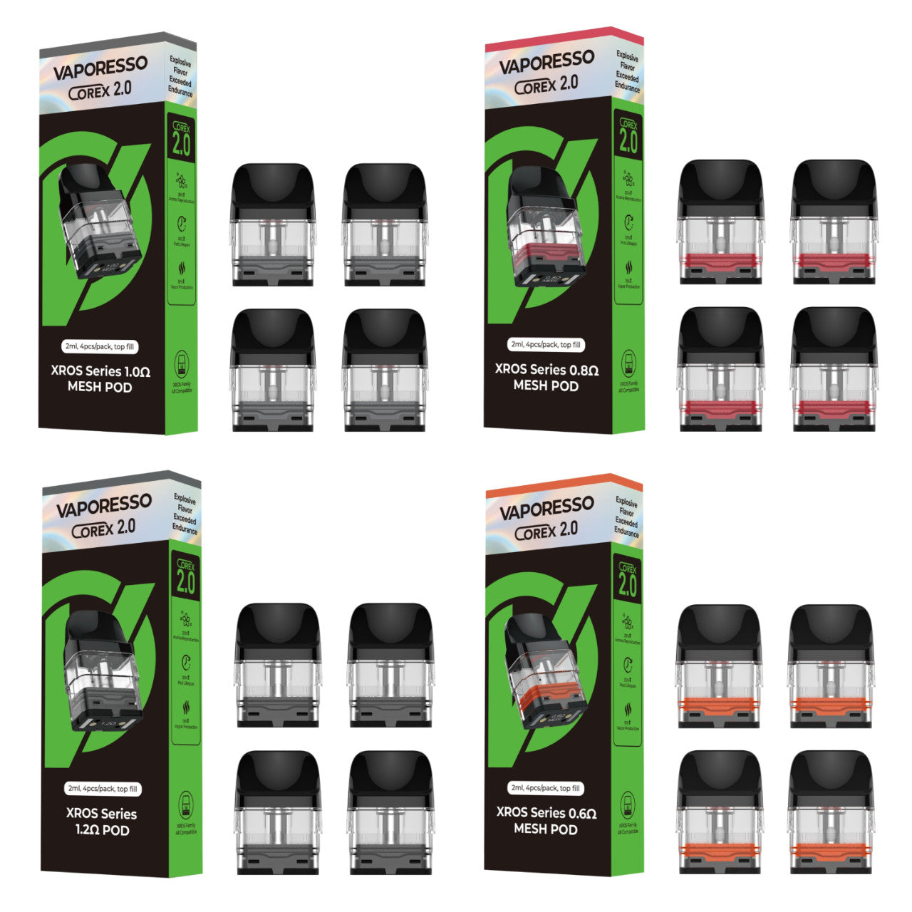 Vaporesso XROS Corex 2.0 mesh pods 4-pack for enhanced flavor and vapor