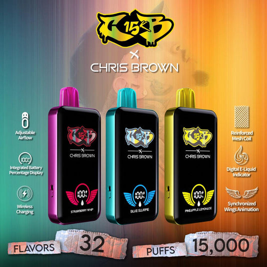 Chris Brown CB15k limited edition disposable vape with 15000 puffs