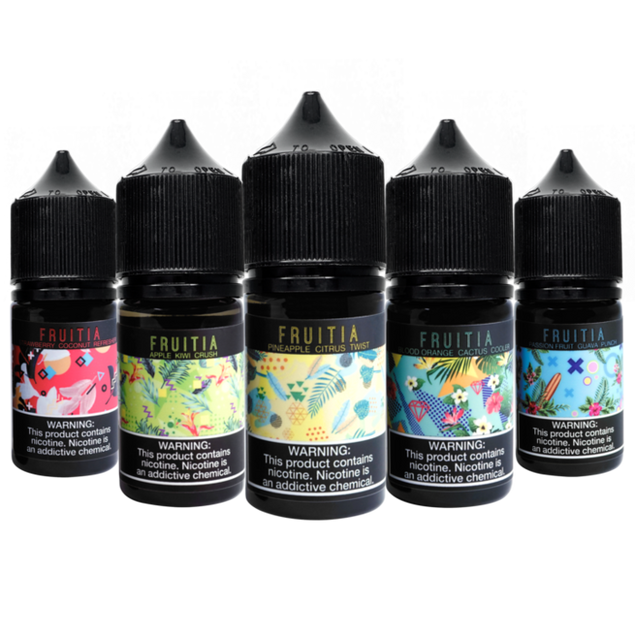 Fruitia salt nicotine e-liquid 30ml bottle for a smooth vaping experience
