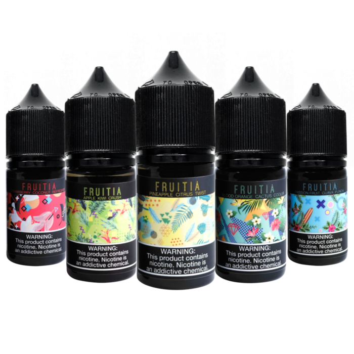 Fruitia salt nicotine e-liquid 30ml bottle for a smooth vaping experience
