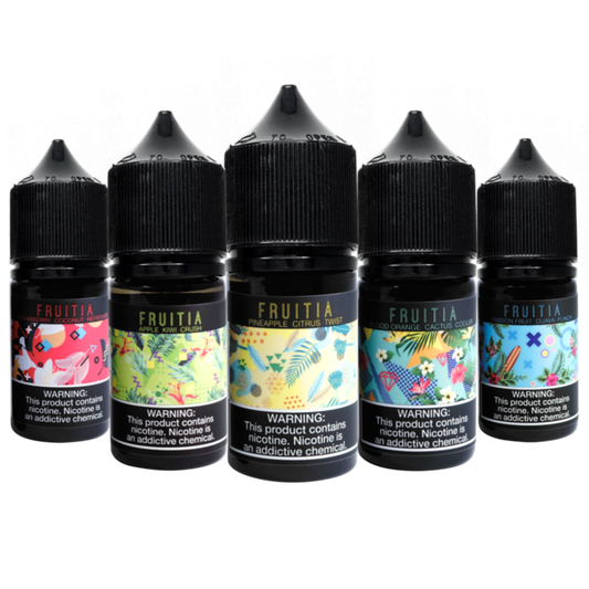 Fruitia salt nicotine e-liquid 30ml bottle for a smooth vaping experience
