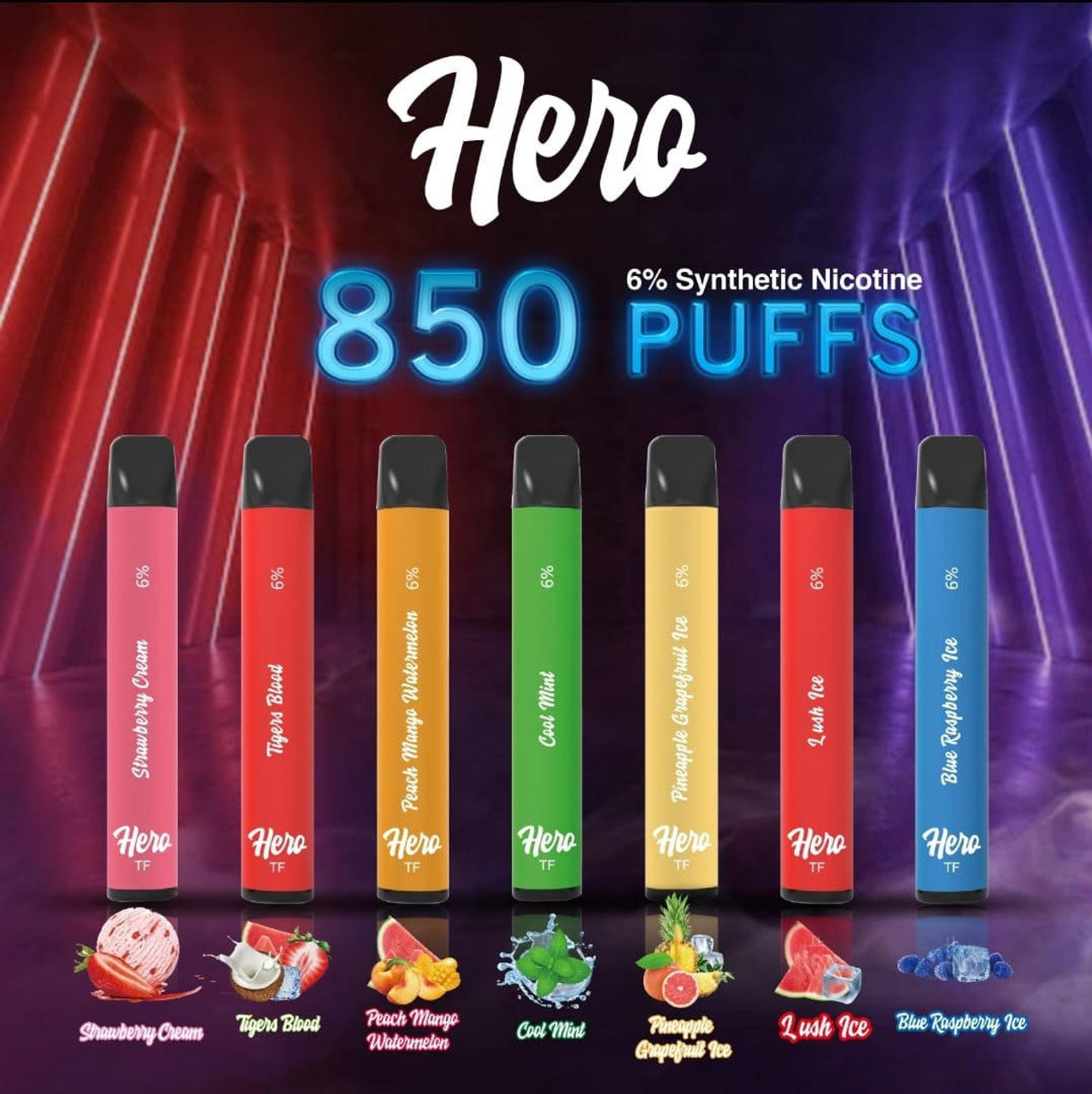 Hero TFN 6 850 disposable vape with 850 puffs
