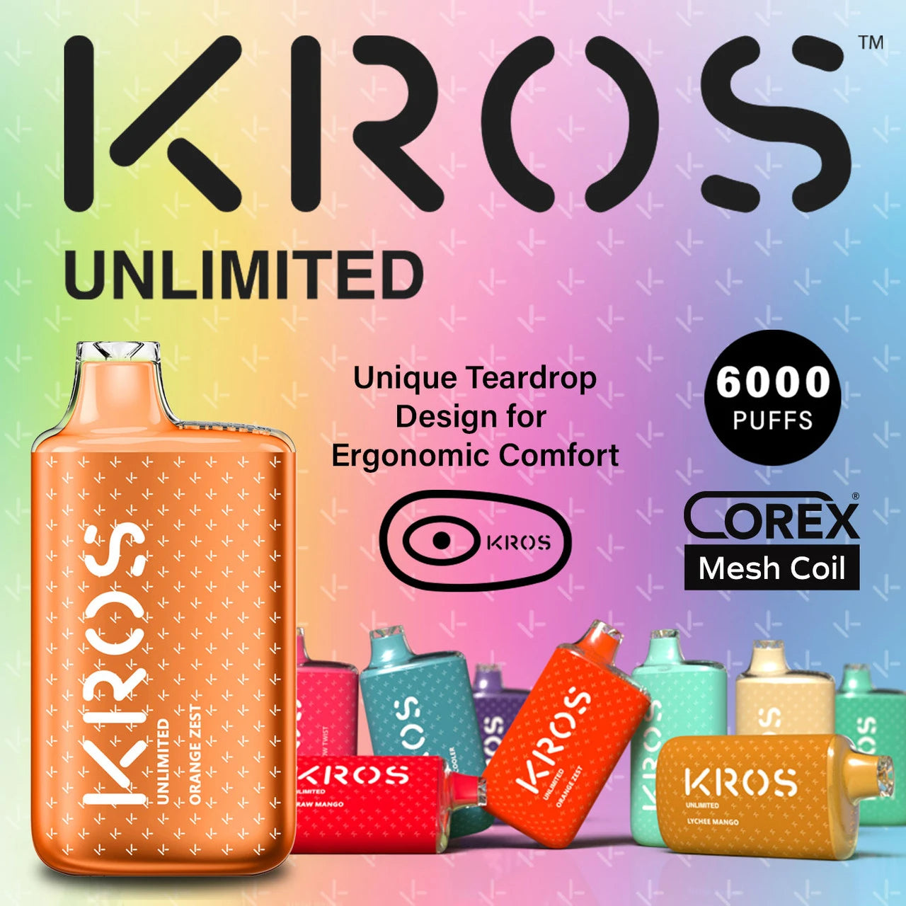 Kros Unlimited 6000 disposable vape with up to 6000 puffs