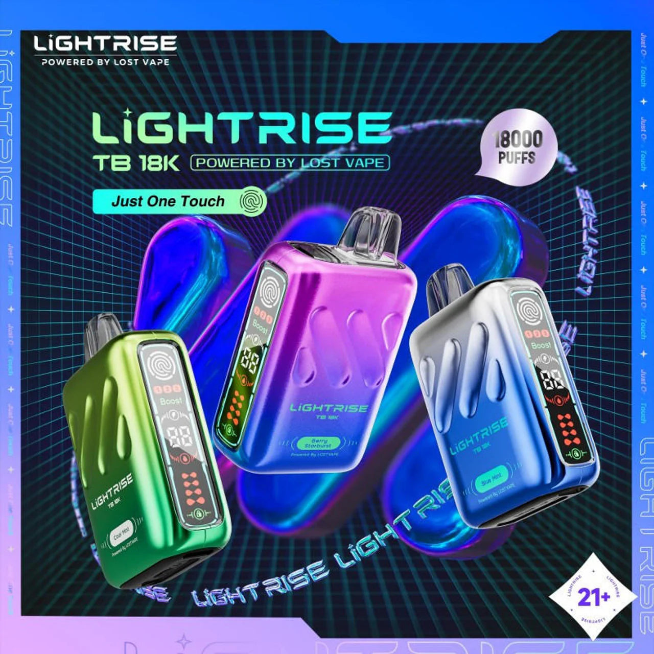 Light Rise 18000 disposable vape offering up to 18000 puffs
