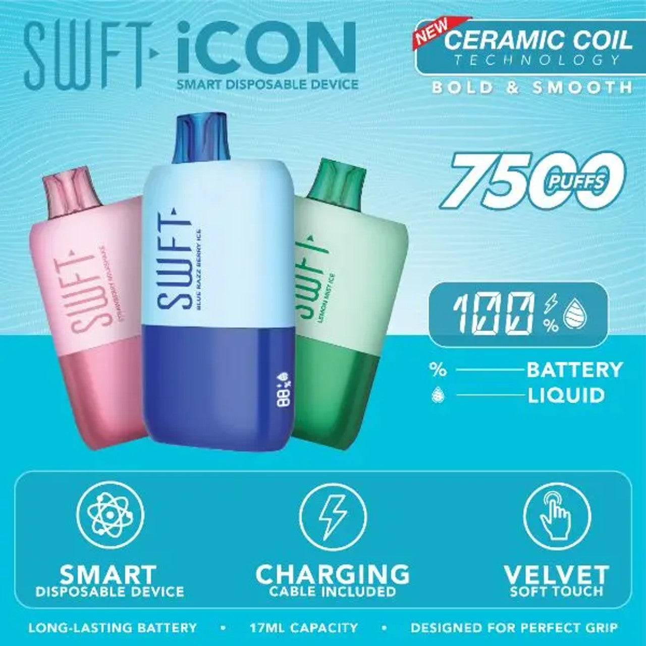 SWFT Icon 7500 disposable vape with 7500 puffs